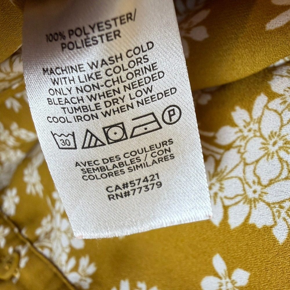 Ann Taylor Women Blouse M Yellow Floral Tiered Ruffle Flowy Cottagecore Boho - Picture 7 of 8
